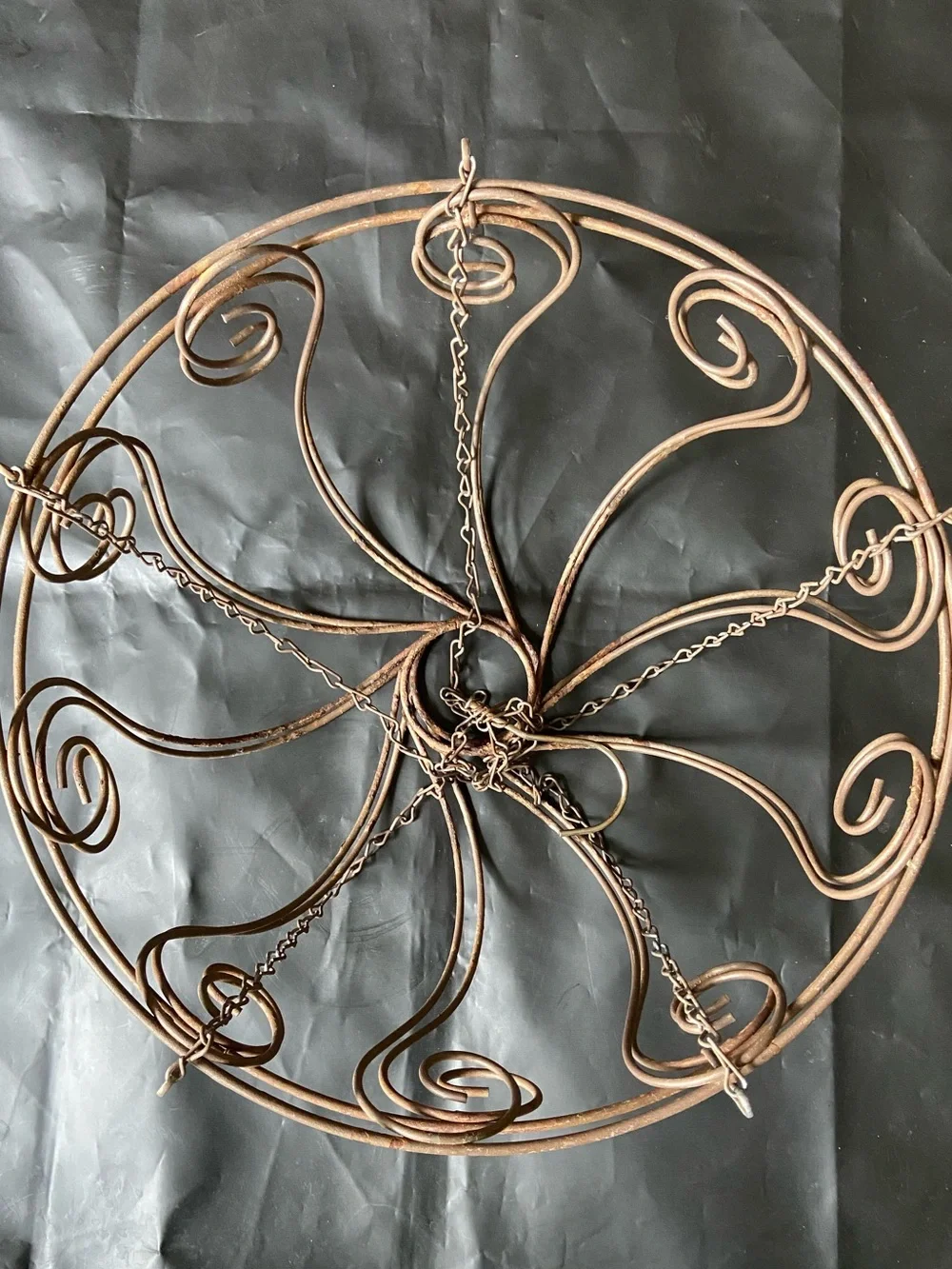 Vintage, 2Pcs. Rustic Beauty-Strong Rusty Brown Decorative Scroll Hanging Basket